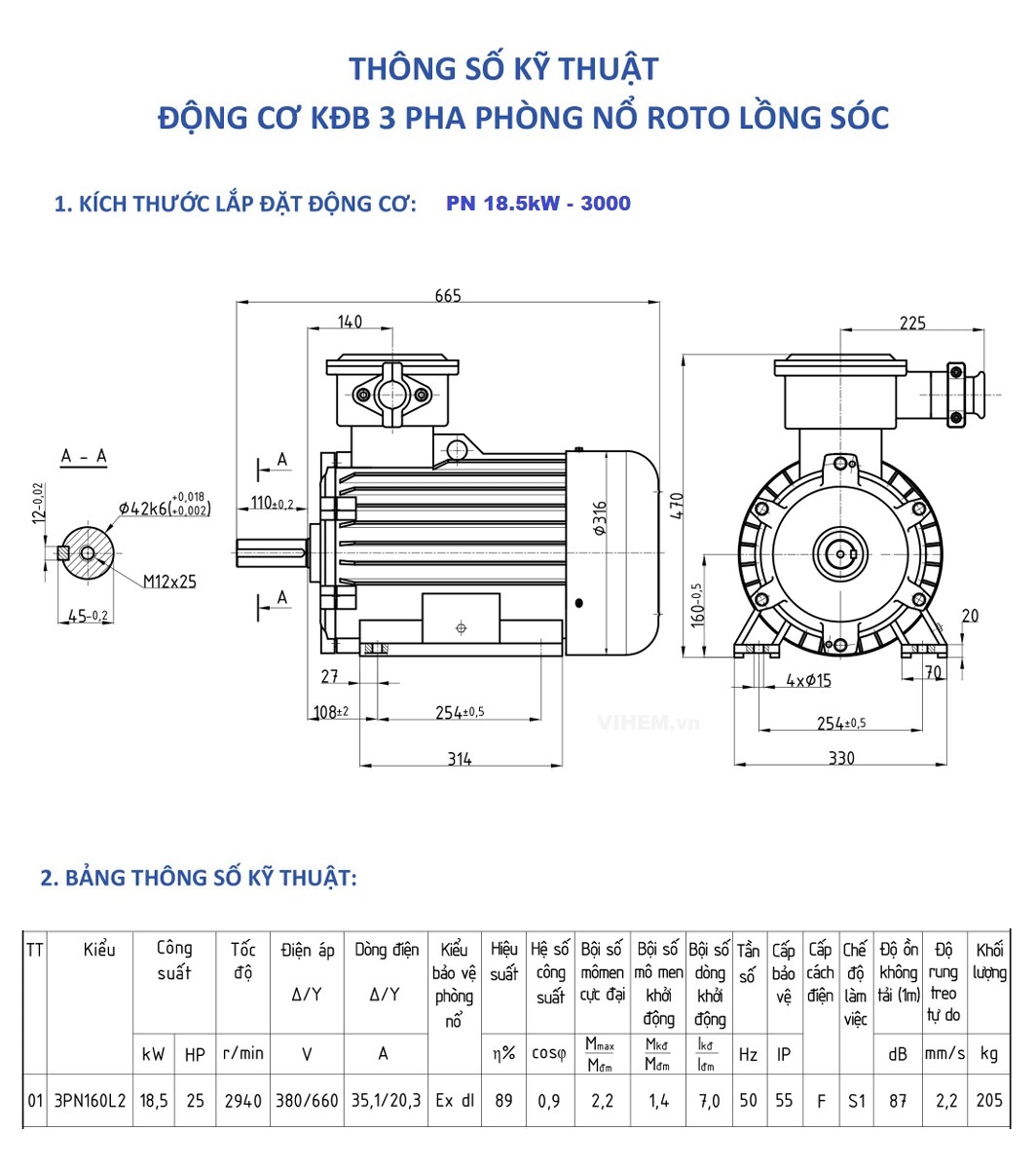 Động cơ chống cháy nổ 18.5kW - 3000 r/min (2P)