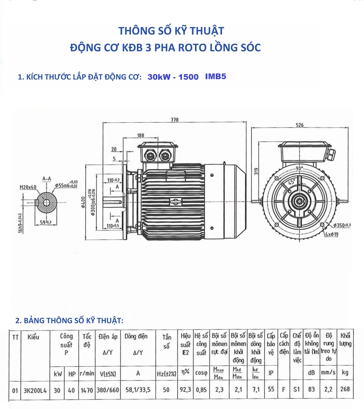 động cơ mặt bích 30kW - 1500 r/min