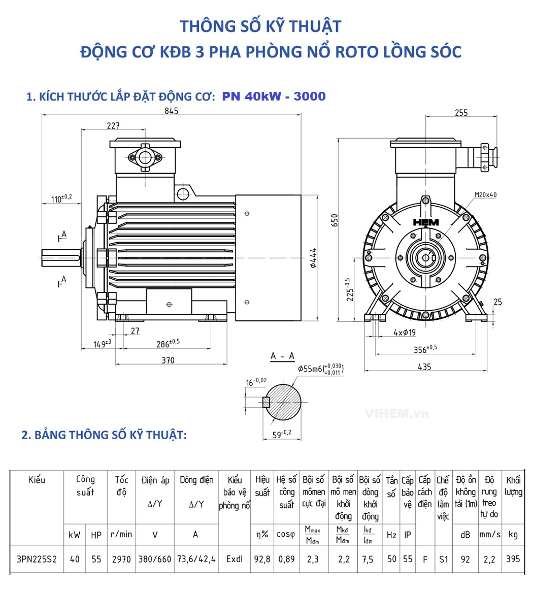 Động cơ phòng nổ 40kW 50hp tốc độ 1480r/min 4p