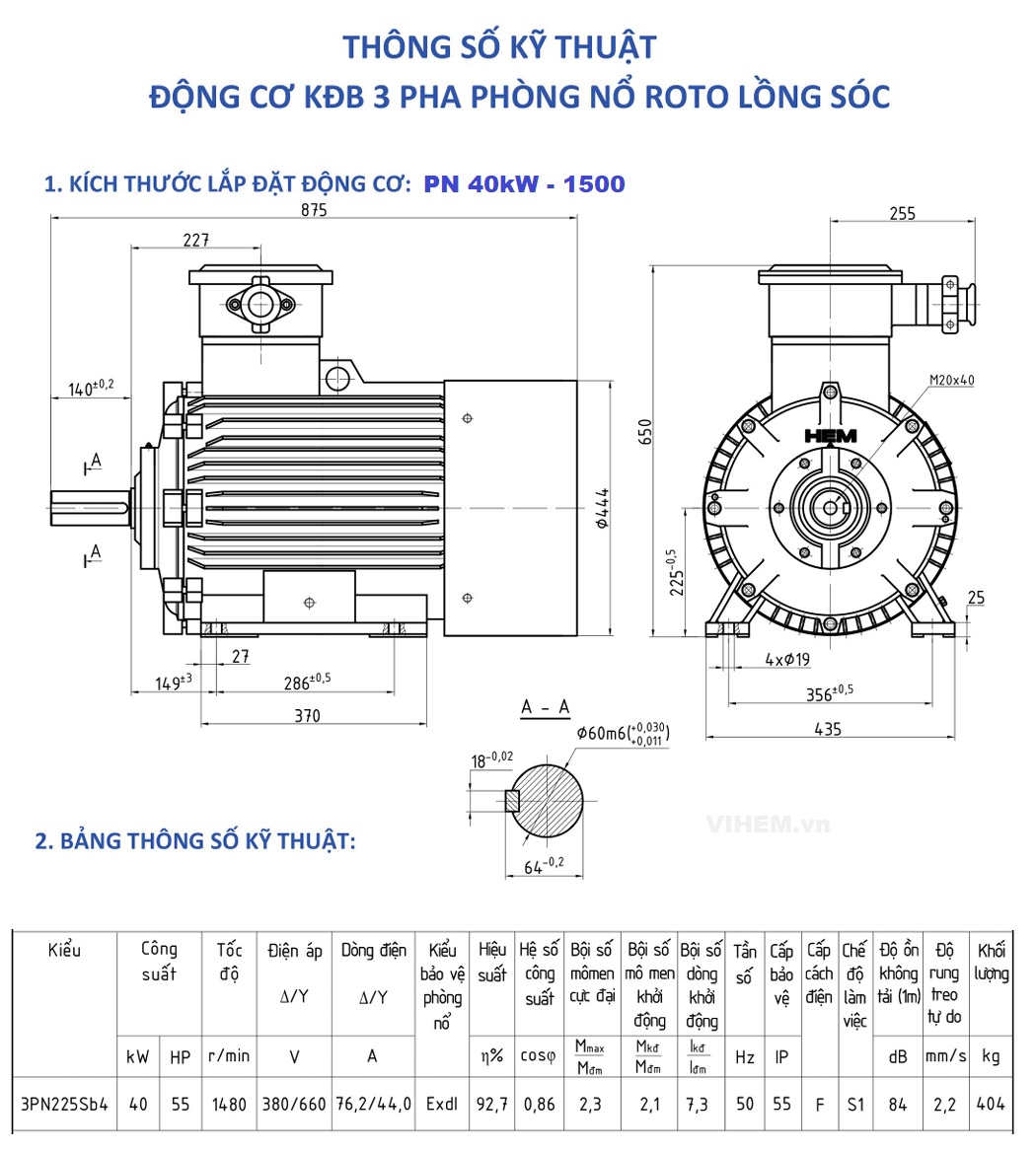 Động cơ phòng nổ 40kW 50hp tốc độ 1480r/min 4p