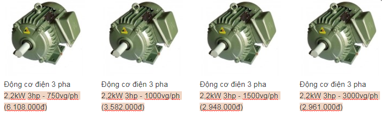 Motor 3 pha Việt Hung bán chạy trên thị trường